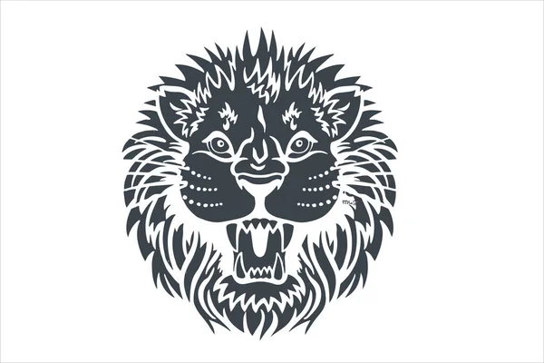 Mascotte Lion Illustration Sur Fond Blanc Icône Rapporte Lion Agressif — Image vectorielle