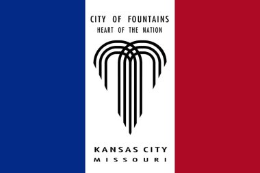 Kansas City, Missouri, ABD bayrağı, bayrak direği yok. Uçak tasarımı planı. Bayrak arkaplanı