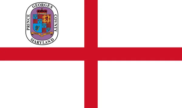 乔治王子郡的全景 马里兰州旗 美国没有旗杆 平面设计 国旗背景 — 图库照片