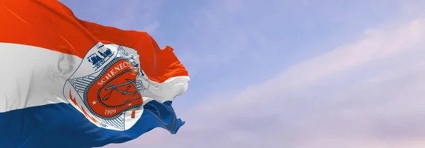 Bandeira Condado Schenectady Nova Iorque Eua Fundo Céu Nublado Pôr — Fotografia de Stock