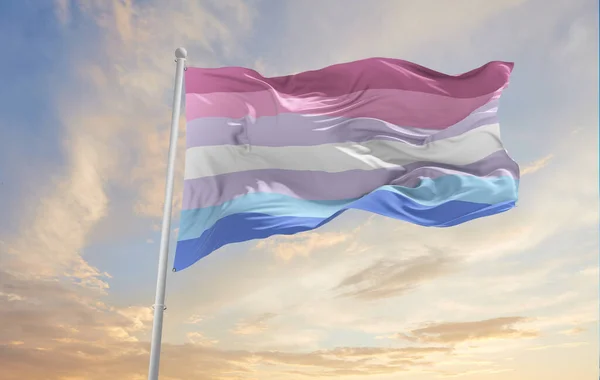Bandeira Maior Acenando Vento Céu Nublado Conceito Liberdade Amor Mês — Fotografia de Stock