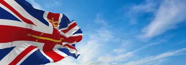 Bandeira Reino Unido Lord Lieutenant Fundo Céu Nublado Pôr Sol — Fotografia de Stock