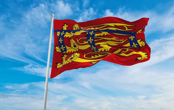Bandeira Ducado Lancaster Fundo Céu Nublado Pôr Sol Visão Panorâmica — Fotografia de Stock