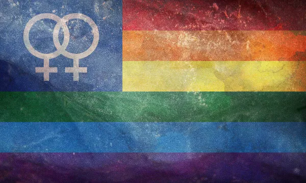 Vue Dessus Drapeau Lesbian Pride Double Venus Canton Arc Ciel — Photo