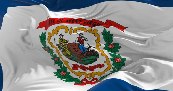 Σημαία Της Δυτικής Βιρτζίνια Κυματίζει Στον Άνεμο Πατριωτική Αντίληψη Για — Φωτογραφία Αρχείου