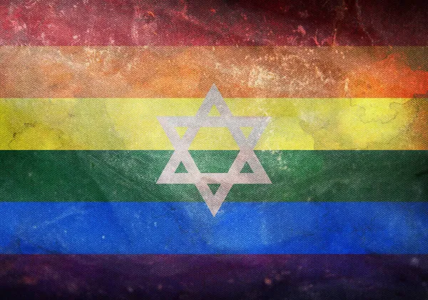 Vue Dessus Drapeau Rétro Gay Pride Israël Avec Texture Grunge — Photo