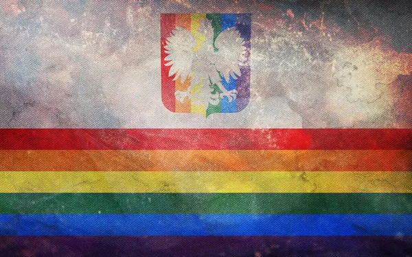 Pohled Shora Retro Vlajku Gay Pride Polsko Grunge Texturou Bez — Stock fotografie