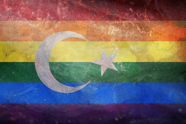 Bovenaanzicht Van Retro Vlag Van Gay Pride Turkije Met Grunge — Stockfoto