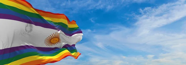 Bandera Lgbt Argentina Ondeando Viento Cielo Nublado Concepto Libertad Amor —  Fotos de Stock