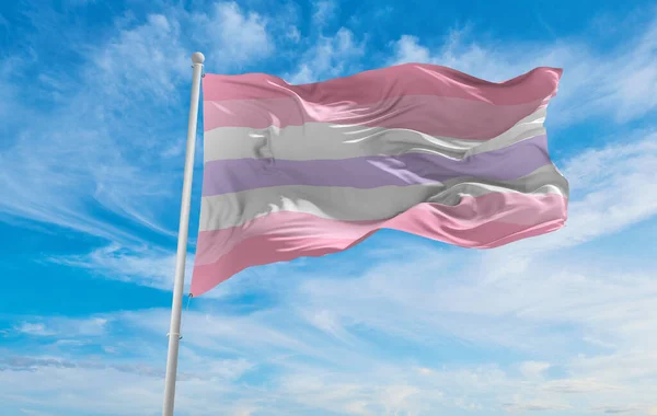 Flagga Pomosexualitet Vinkar Vinden Molnig Himmel Frihet Och Kärlek Koncept — Stockfoto