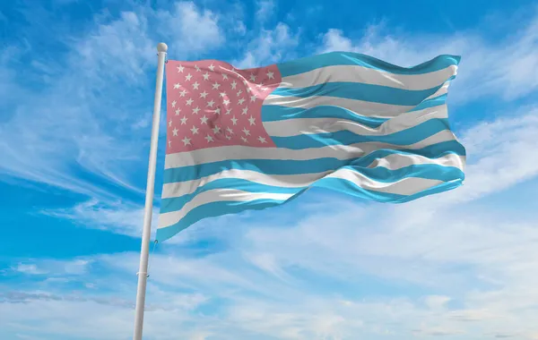 Флаг Обратного Транса Соединенные Штаты Размахивающие Ветром Облачном Небе Концепция — стоковое фото
