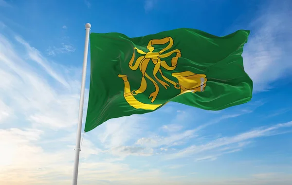 Zászló Megye Huntingdonshire Egyesült Királyság Felhős Háttér Naplemente Panorámás Kilátás — Stock Fotó