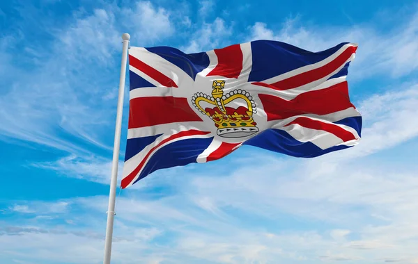 Bandeira Reino Unido Consular Fundo Céu Nublado Pôr Sol Vista — Fotografia de Stock