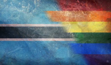 Botswana 'nın ulusal lgbt retro bayrağının en üst görüntüsü, grunge desenli, bayrak direği yok. Uçak tasarımı, tasarım. Bayrak arkaplanı. Özgürlük ve aşk kavramı. Gurur ayı. Eylemcilik, toplum ve özgürlük