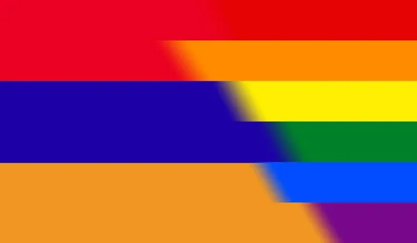 Vista Superior Bandeira Nacional Lgbt Armênia Sem Mastro Bandeira Projeto — Fotografia de Stock