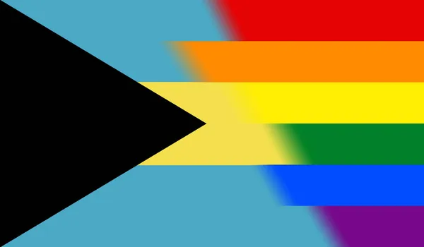 Bahamák Nemzeti Zászlajának Legfelső Nézete Zászlórúd Nélkül Repülőgép Tervezés Elrendezés — Stock Fotó