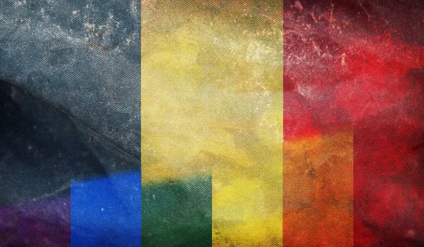 Vue Dessus Drapeau National Rétro Lgbt Belgique Avec Texture Grunge — Photo