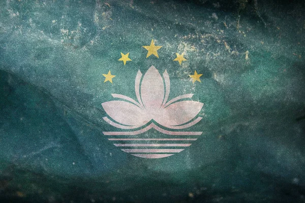 Draufsicht Auf Die Retro Flagge Macaus Mit Grunge Textur Volksrepublik — Stockfoto