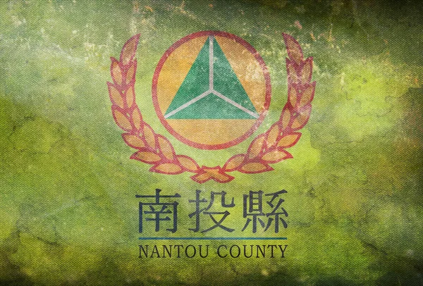 Draufsicht Auf Die Retro Flagge Von Nantou County Mit Grunge — Stockfoto