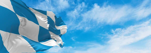 Флаг Баварии Безоблачном Фоне Неба Закате Панорамный Вид Федеративная Республика — стоковое фото