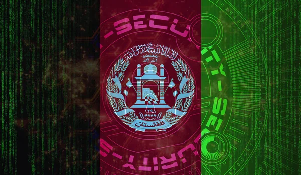 Afghanistans Nasjonale Cybersikkerhet Digital Bakgrunnsdatavern Sikkerhetssystemkonseptet Låsesymbol Mørk Flaggbakgrunn – stockfoto