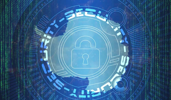 National Cyber Security Antarctica Digital Bakgrunnsdatavern Sikkerhetssystemkonseptet Låsesymbol Mørk Flaggbakgrunn – stockfoto