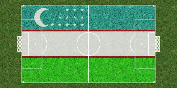 Vista Dall Alto Del Campo Calcio Erba Verde Con Bandiera — Foto Stock
