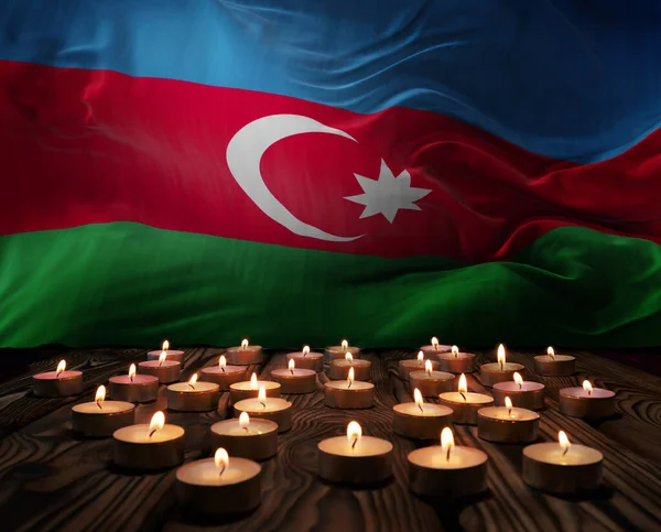 Rouwkaarsen Branden Azerbeidzjaanse Nationale Vlag Van Achtergrond Memorial Weekend Patriot — Stockfoto
