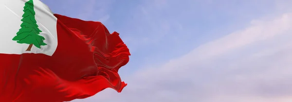 Bandera Del Condado Nueva Inglaterra Pino Cielo Nublado Fondo Puesta — Foto de Stock