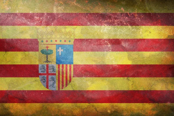 Ovanifrån Retro Flagga Aragon Spanien Med Grunge Konsistens Spanska Resor — Stockfoto