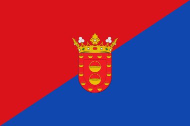 Lanzarote, İspanya bayrağının en üst görüntüsü. İspanyol seyahati ve vatanseverlik kavramı. Bayrak direği yok. Uçak tasarımı planı. Bayrak arkaplanı