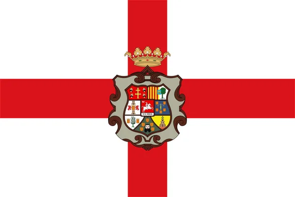 旗のトップビューフエスカ県 スペイン スペイン旅行と愛国者の概念 旗竿はない 平面設計レイアウト 旗の背景 — ストック写真