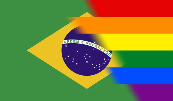 Ovanifrån Nationella Lgbt Flagga Brasilien Ingen Flaggstång Plandesign Layout Flagga — Stockfoto