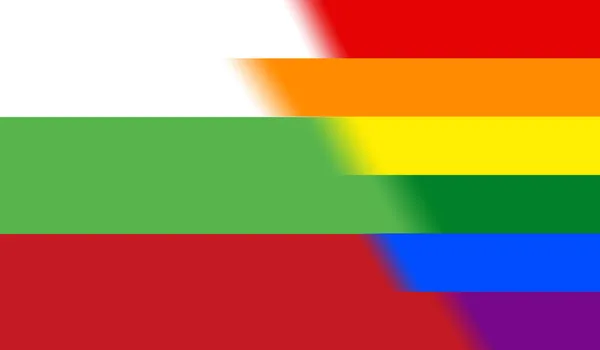 Bovenaanzicht Van Nationale Lgbt Vlag Van Bulgarije Geen Vlaggenmast Vliegtuig — Stockfoto