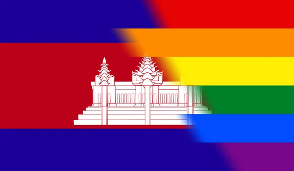 Вид Сверху Национального Флага Камбоджи Флагштока Дизайн Самолета Макет Фон — стоковое фото