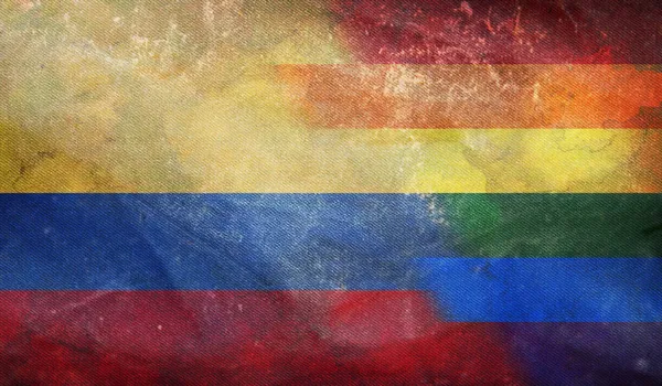 Pohled Shora Národní Vlajku Kolumbie Grunge Texturou Bez Vlajkového Stožáru — Stock fotografie