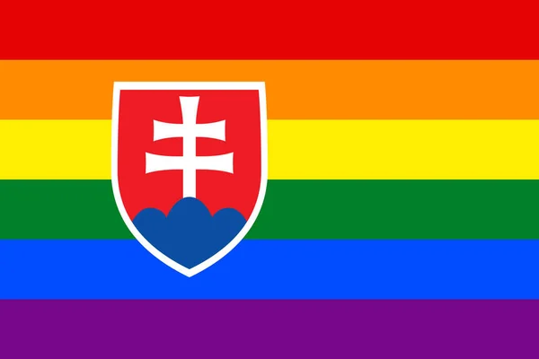 Pohled Shora Vlajku Gay Slovensko Žádný Vlajkový Stožár Letecký Design — Stock fotografie