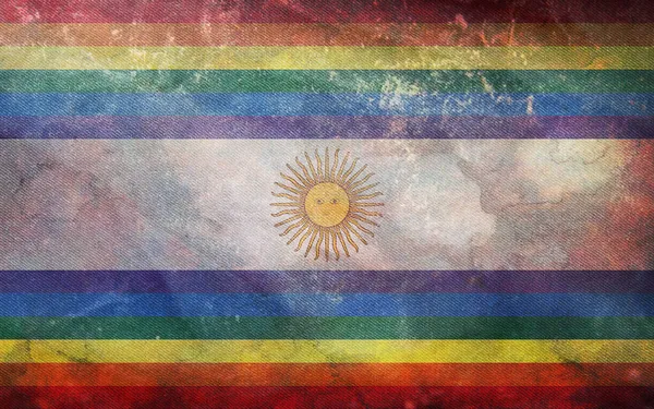 Vista Superior Bandera Retro Lgbt Argentina Con Textura Grunge Sin —  Fotos de Stock