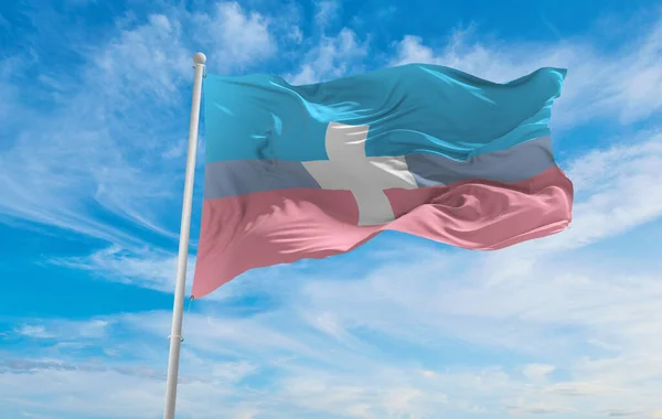 Transzmedicalizmus Zászlaja Lobogott Szélben Felhős Égbolton Szabadság Szeretet Koncepció Büszke — Stock Fotó