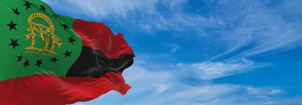 Прапор Афроамериканців Грузії Стверджує Незв Язані Штати Америки Хмарному Тлі — стокове фото
