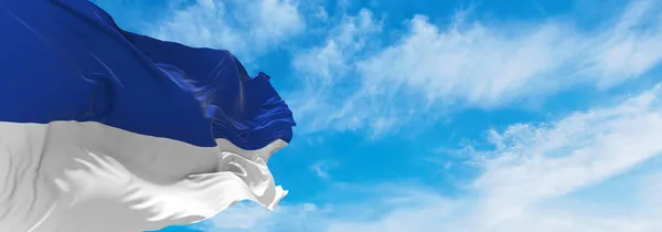 Флаг Бохума Облачном Фоне Неба Закате Панорамный Вид Федеративная Республика — стоковое фото