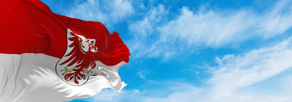 Bandera Brandeburgo Fondo Nublado Del Cielo Atardecer Vista Panorámica República —  Fotos de Stock
