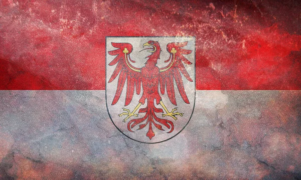 勃兰登堡复古旗帜的顶视图 德意志联邦共和国 没有旗杆 平面设计 旗帜背景 — 图库照片