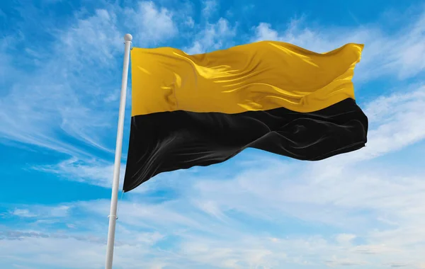 Flagga Sachsen Anhalt Molnig Himmel Bakgrund Solnedgången Panoramautsikt Förbundsrepubliken Tyskland — Stockfoto
