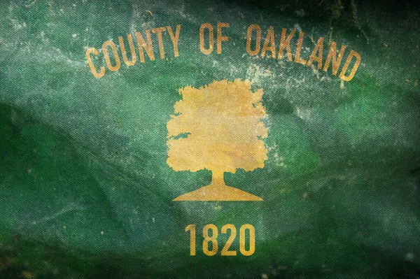 Vista Superior Condado Retro Oakland Bandeira Michigan Com Textura Grunge — Fotografia de Stock