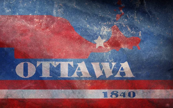 Draufsicht Auf Die Retro Grafschaft Ottawa Ohio Flagge Mit Grunge — Stockfoto