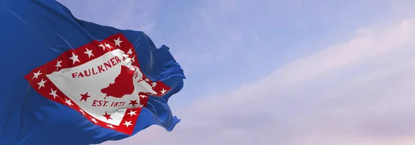 Прапор Графства Фолкнер Арканзас Сша Хмарному Тлі Неба Заході Сонця — стокове фото