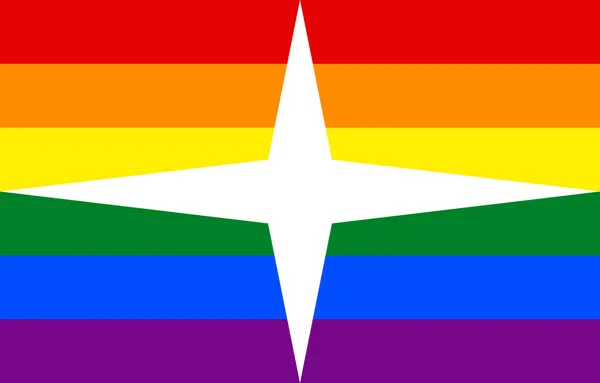 インターリンガプライドの旗のトップビュー 旗竿はありません 平面設計 レイアウト 旗の背景 自由と愛の概念 プライド月間だ 行動主義共同体自由 — ストック写真