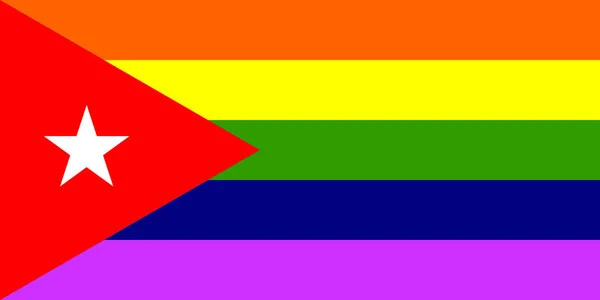 Lgbtの旗 キューバ 旗竿のトップビュー 平面設計 レイアウト 旗の背景 自由と愛の概念 プライド月間だ 行動主義共同体自由 — ストック写真