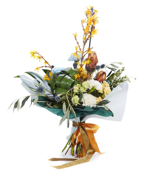 Bröllopsbukett Isolerad Vitt Frisk Frodig Bukett Färgglada Blommor — Stockfoto